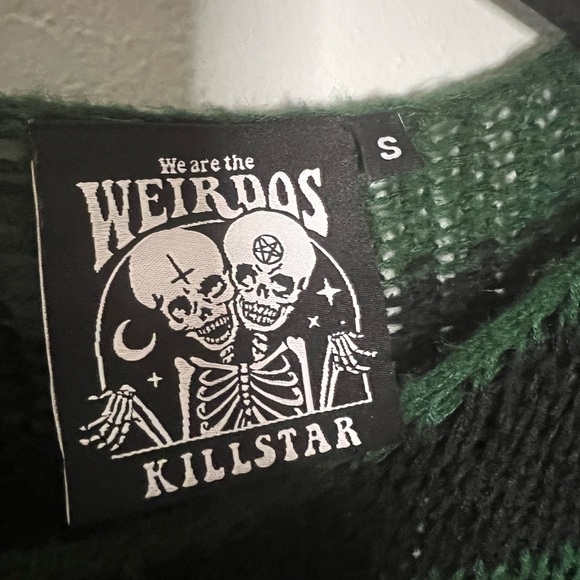 We Are the Weirdos KillStar ABSINTHE KNIT green black striped distressed SWEATER - Picture 4 of 11